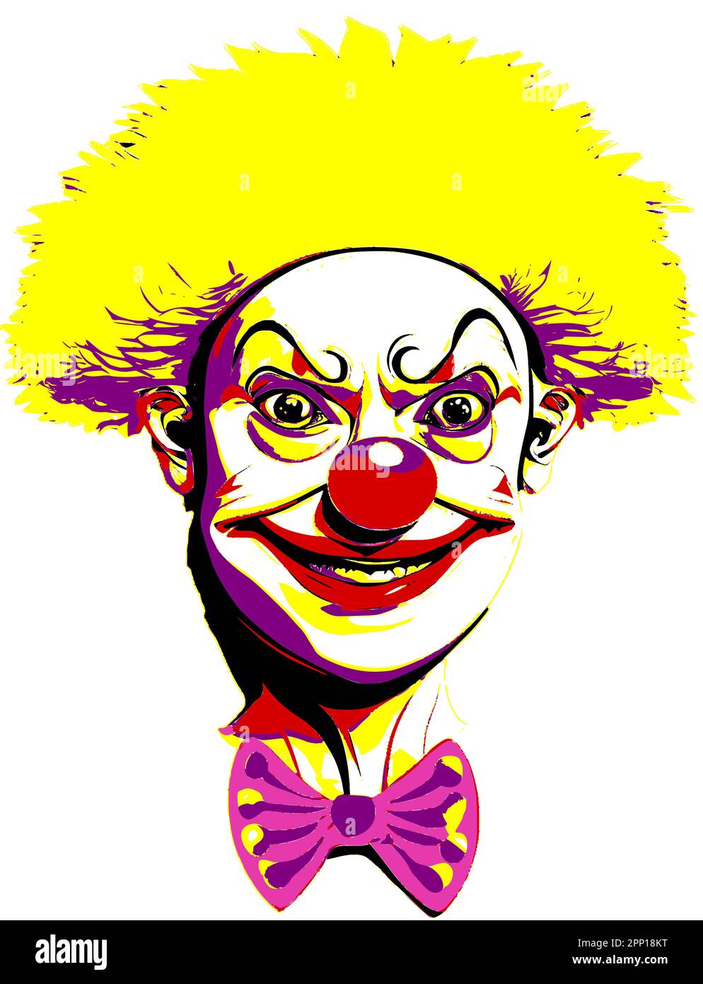 Portrait amusant d'un clown isolé dans une image vectorielle blanche et en couleur Illustration de Vecteur