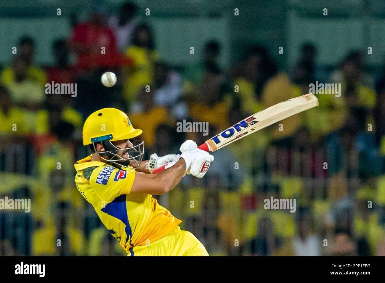 Chennai Super Kings' Ruturaj Gaikwad plays a shot during the Indian ...