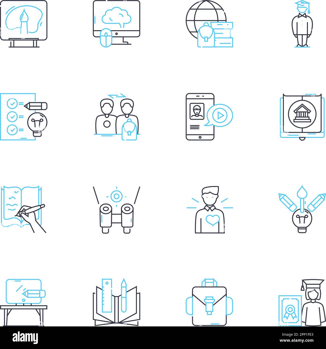 Jeu d'icônes linéaires de classes numériques. Apprentissage en ligne, apprentissage en ligne, webinaire, cours virtuels, enseignement à distance, Formation en ligne, vecteur de ligne Cyberclass Illustration de Vecteur
