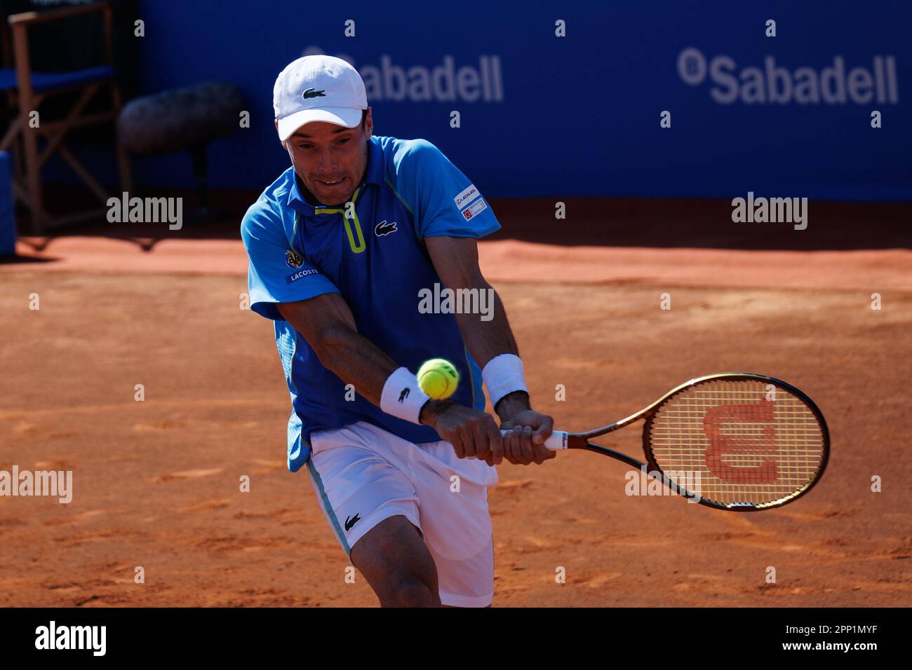 Barcelone, Espagne. 20th avril 2023. Roberto Bautista Agut en action pendant l'ATP 500 Barcelona Open Banc Sabadell Conde Godo Trophée au Real Club de Tenis Barcelona à Barcelone, Espagne. Crédit: Christian Bertrand/Alay Live News Banque D'Images