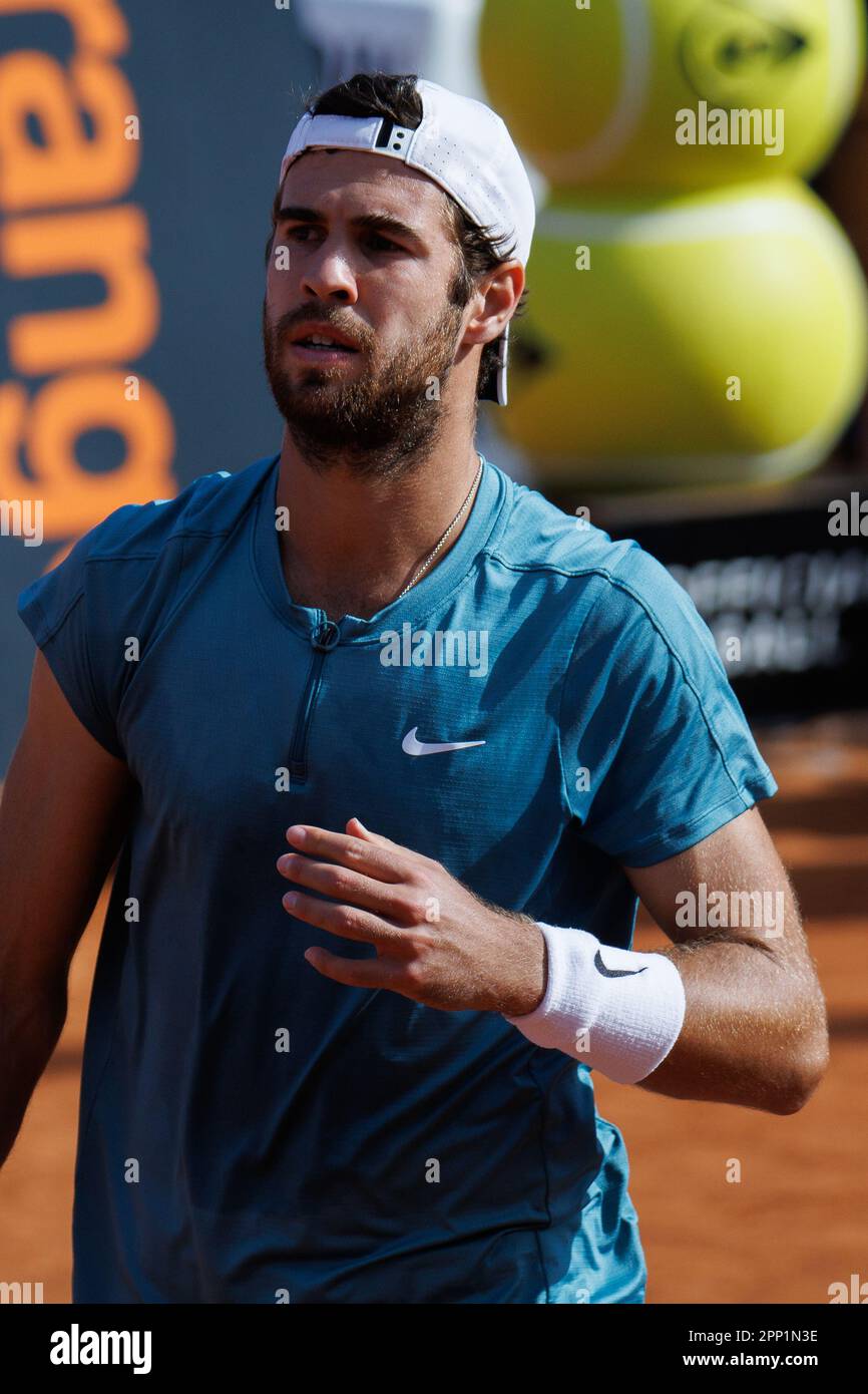 Barcelone, Espagne. 20th avril 2023. Karen Jachanov en action pendant l'ATP 500 Barcelona Open Banc Sabadell Conde Godo Trophée au Real Club de Tenis Barcelona à Barcelone, Espagne. Crédit: Christian Bertrand/Alay Live News Banque D'Images