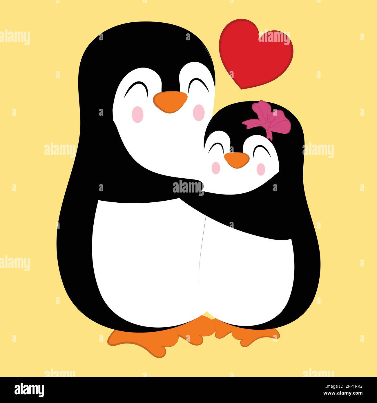 Couple de pingouins mignon amoureux. Concept de la fête de l'amour ou de la Saint-Valentin. Illustration de Vecteur