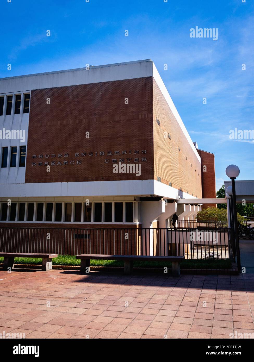 La façade du centre de recherche en génie de Rhodes. Clemson University, Caroline du Sud, États-Unis. Banque D'Images