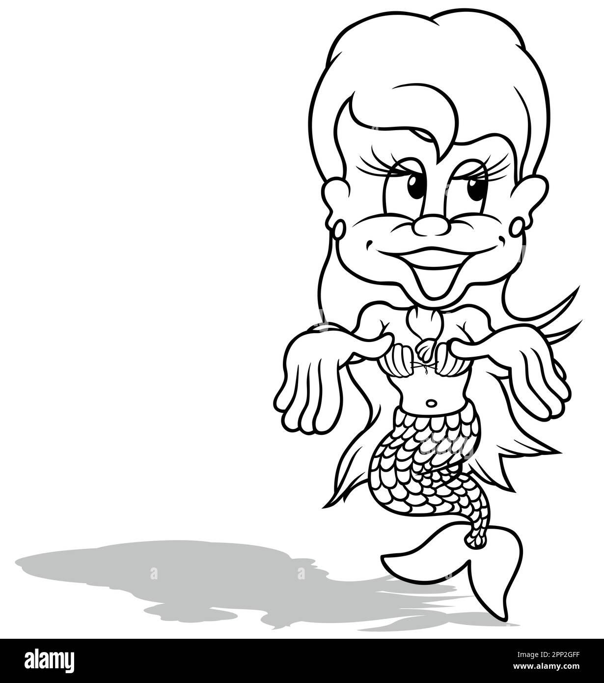 Dessin d'une sirène souriante Illustration de Vecteur