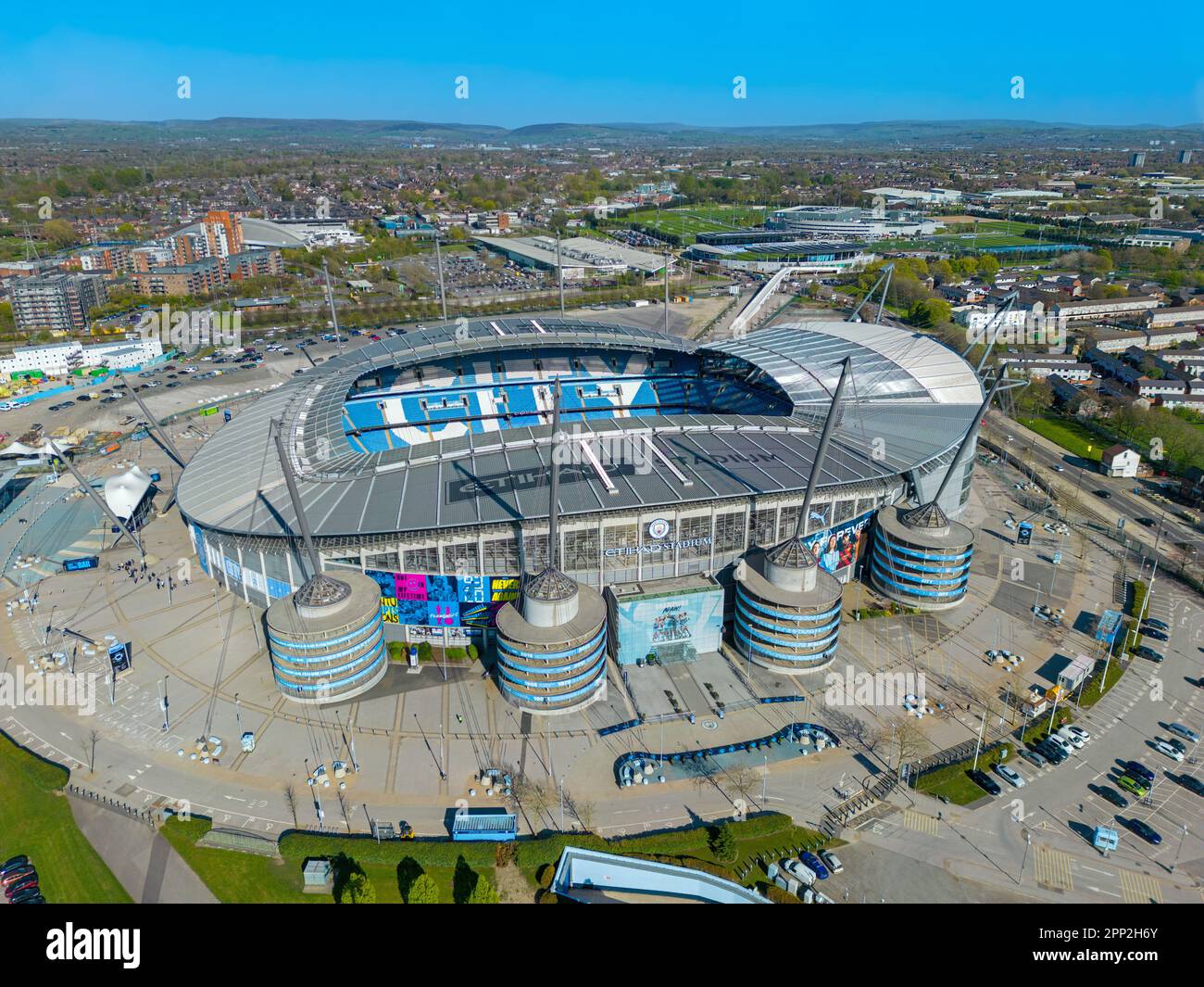 Manchester City, Etihad Stadium. Image aérienne. 25th avril 2023 Banque D'Images