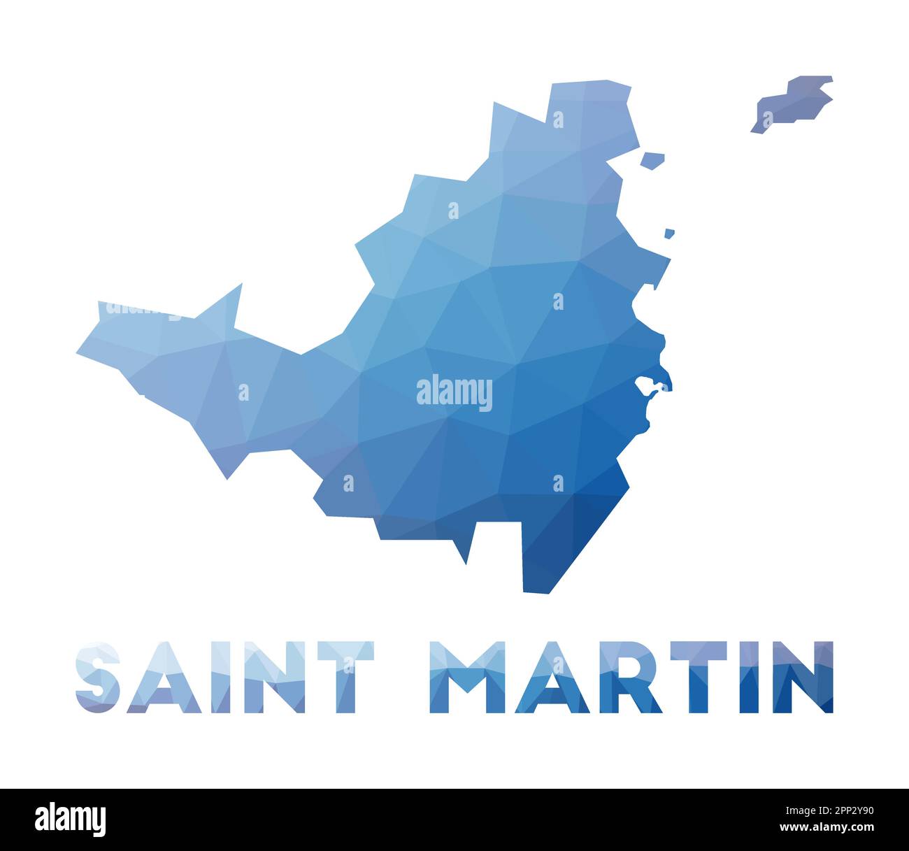 Carte poly basse de Saint Martin. Illustration géométrique de l'île. Carte polygonale Saint-Martin. Technologie, Internet, concept de réseau. Illustration de Vecteur