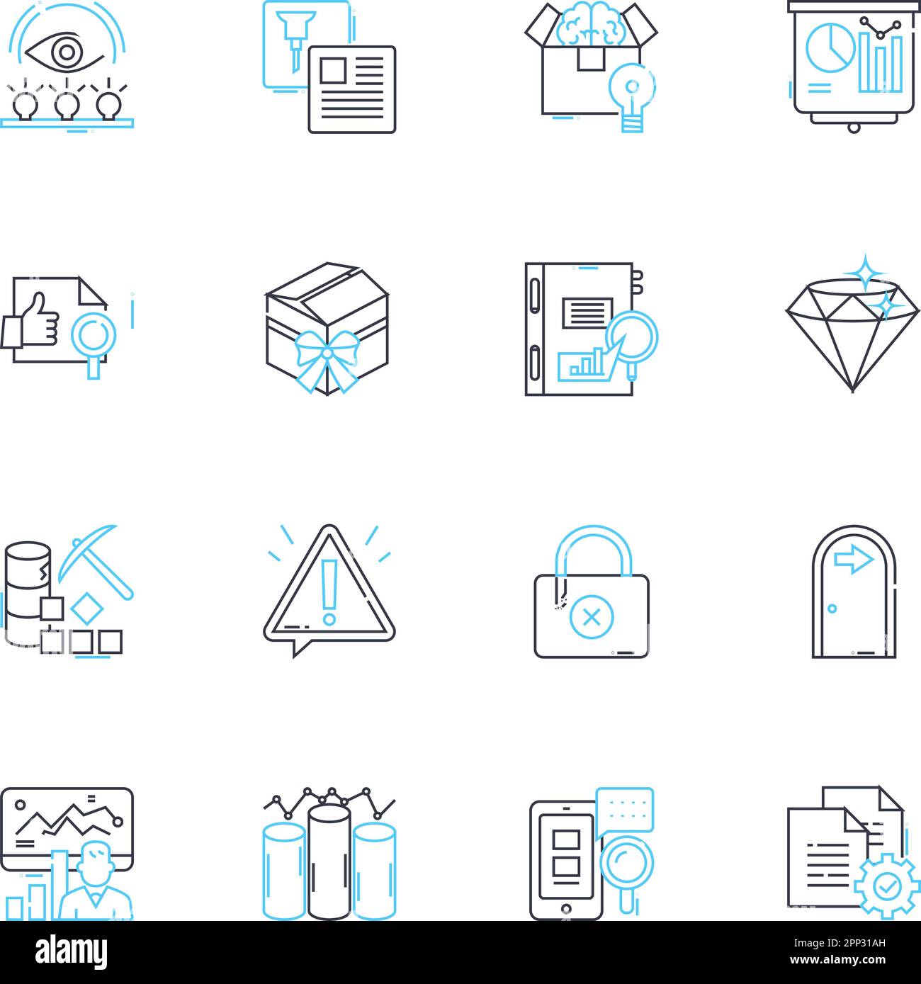 Ensemble d'icônes linéaires d'analyse. Aperçus, données, statistiques, métriques, analyses, Tendances, vecteur de ligne de visualisation et signes de concept. Intelligence Illustration de Vecteur