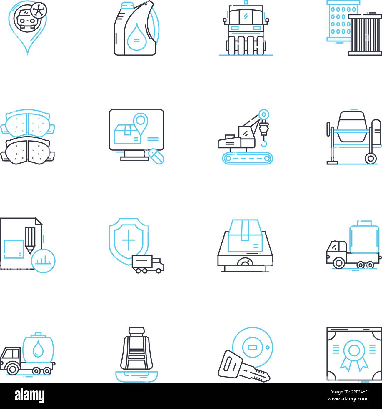 Jeu d'icônes linéaires d'expédition. Logistique, livraison, fret, transport, expédition, Expédition, vecteur de ligne de cargaison et panneaux de concept. Import,Export,freightage Illustration de Vecteur