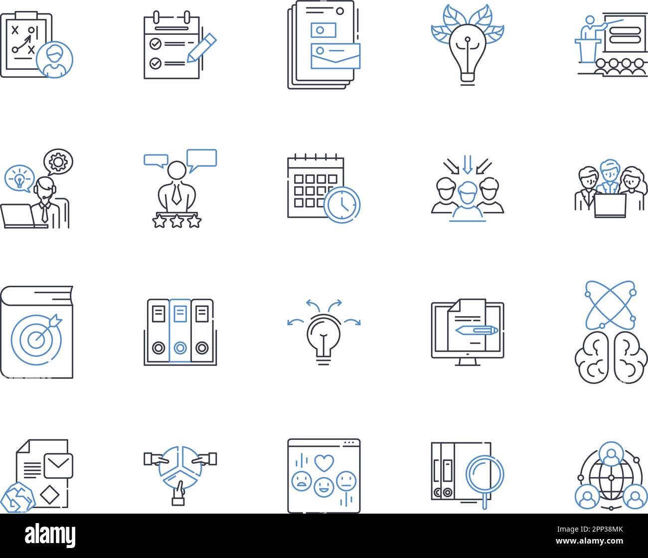 Collection d'icônes de ligne de plan de méthodologie. Cadre, procédure, stratégie, approche, Plan directeur, Système, vecteur de modèle et illustration linéaire. Conception Illustration de Vecteur