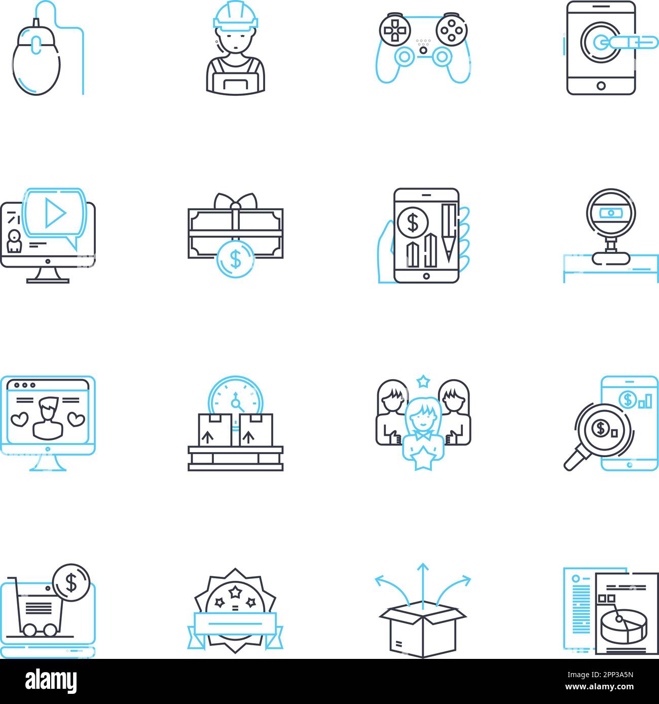 Ensemble d'icônes linéaires de gestion des e-mails. Boîte de réception, non lu, Archive, priorité, filtres, Se désabonner, vecteur de ligne de réponse et signes de concept. Transférer,Brouillons,Spam Illustration de Vecteur
