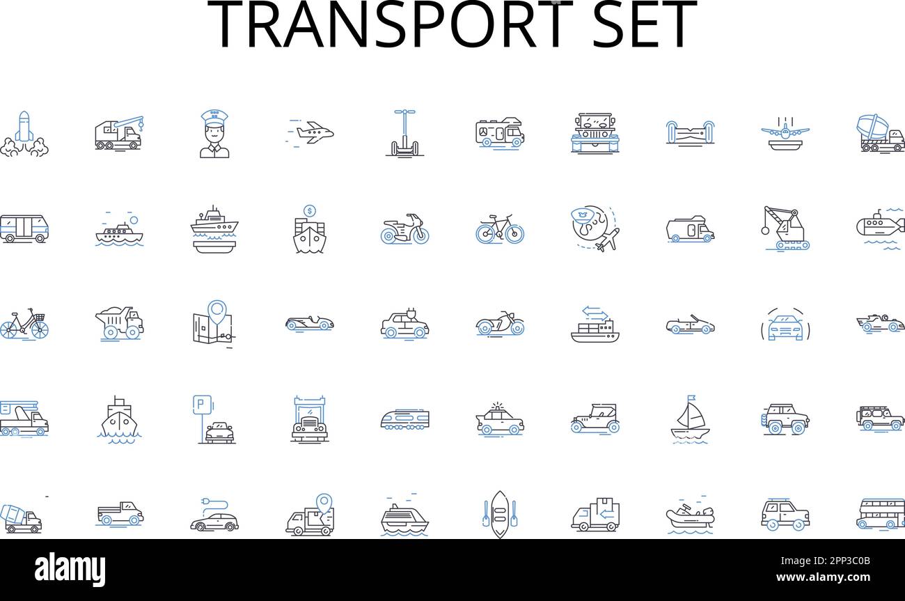 Collection d'icônes de ligne de consigne de transport. Innovation, connectivité, interruption, interactivité, automatisation, Virtualité, vecteur de cybersécurité et linéaire Illustration de Vecteur