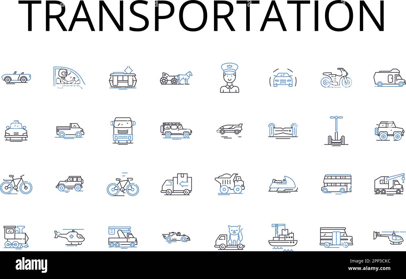 Collection d'icônes de lignes de transport. Transport, transport, déplacement, transport, transport, Convoi, vecteur de transport et illustration linéaire. Expédition,transport Illustration de Vecteur