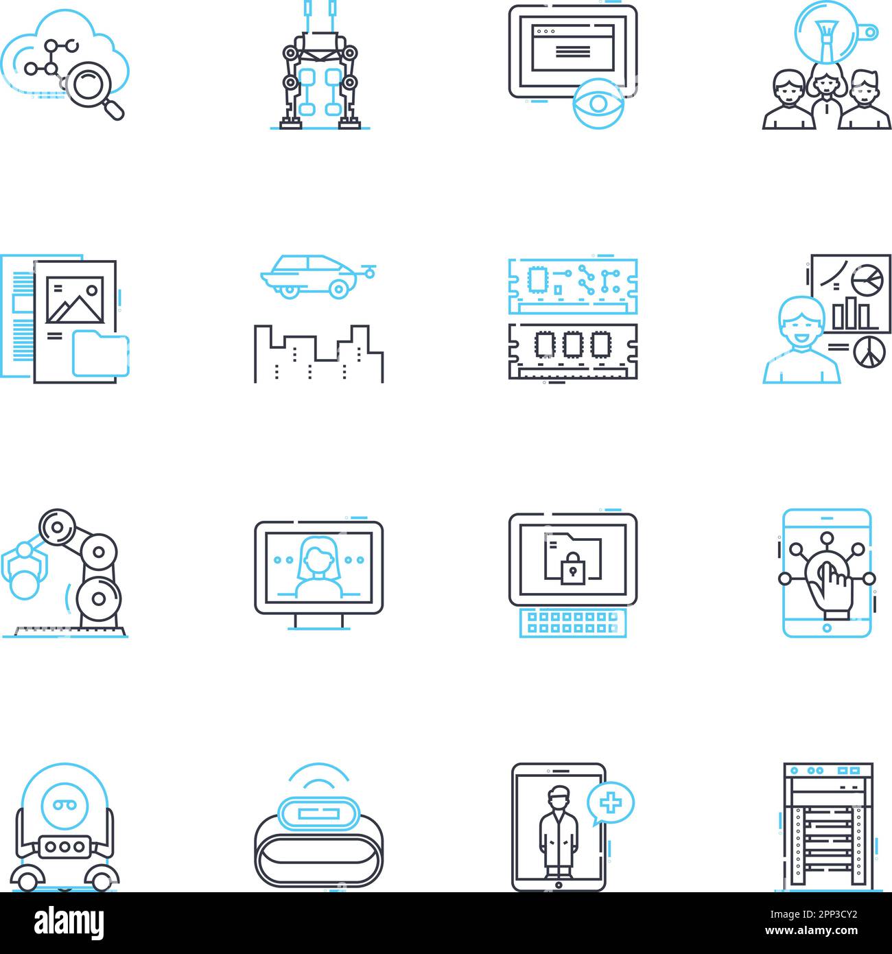 Jeux d'icônes linéaires de social nerking. Connexions, interaction, nerf, communauté, collaboration, Engagement, relations vecteur de ligne et signes de concept Illustration de Vecteur