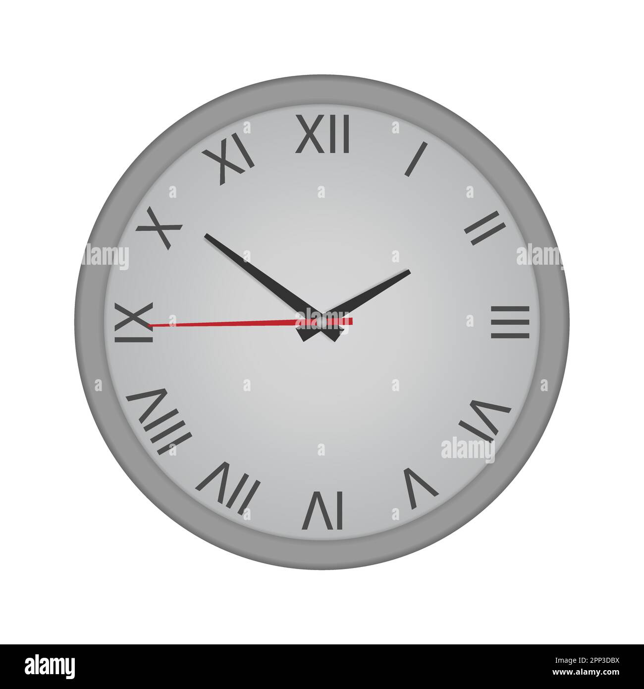 Horloge murale avec chiffres romains isolés sur fond blanc, maquette vectorielle pour le design Illustration de Vecteur