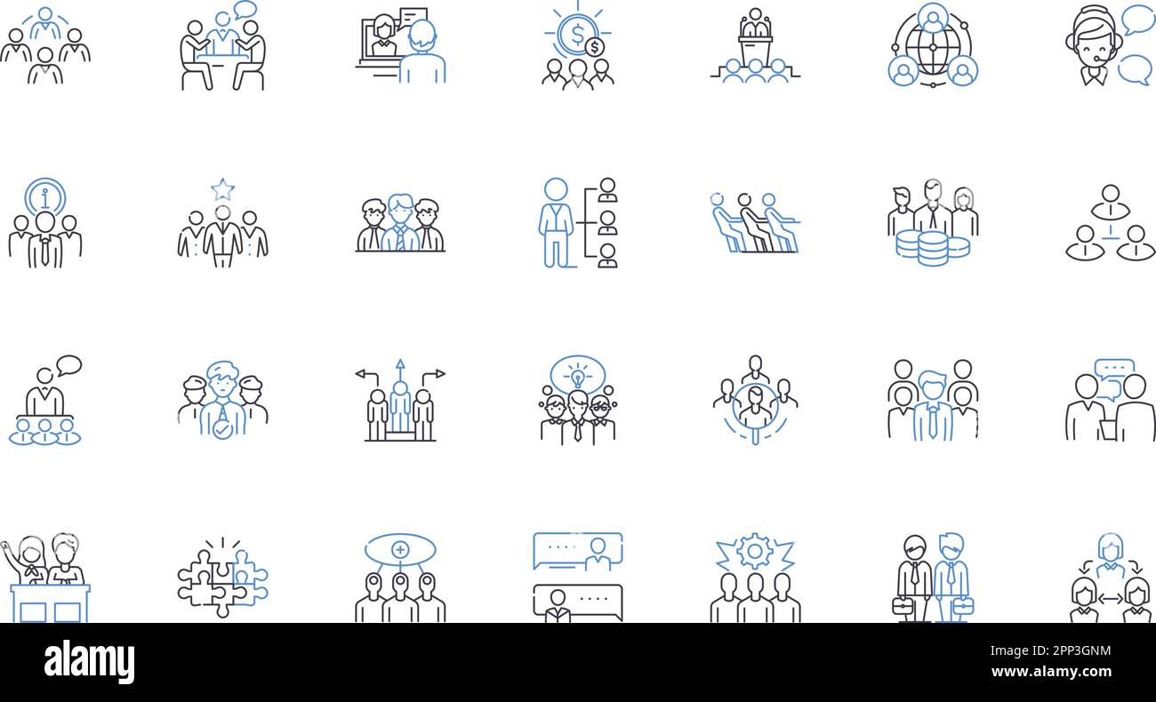 Collection d'icônes de ligne Unity. Harmonie, collaboration, intégration, synergie, solidarité, L'ensemble, le vecteur Union et l'illustration linéaire. Cohésion Illustration de Vecteur