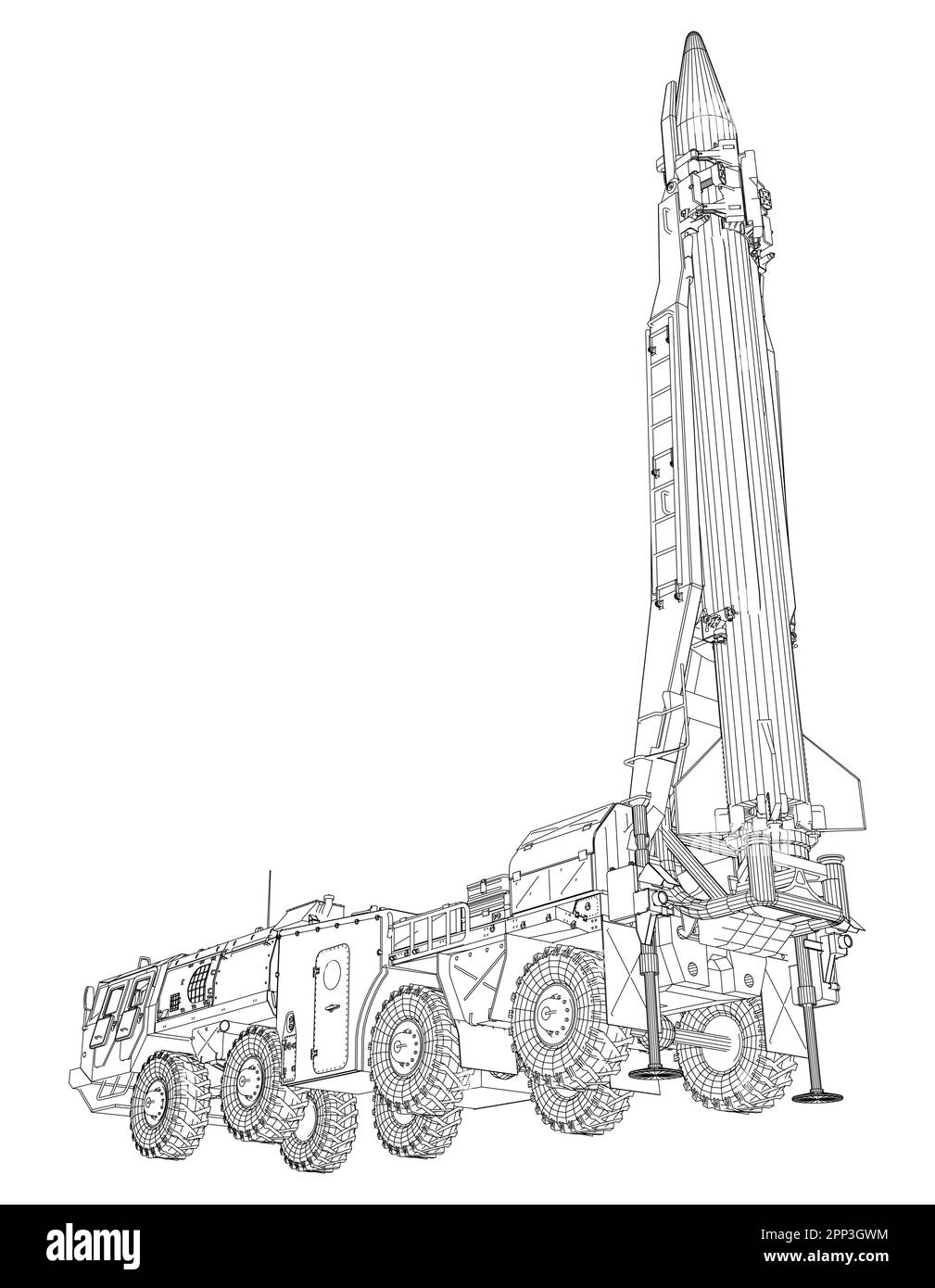 Lance-missiles véhicule camion équipement d'arme balistique Illustration de Vecteur