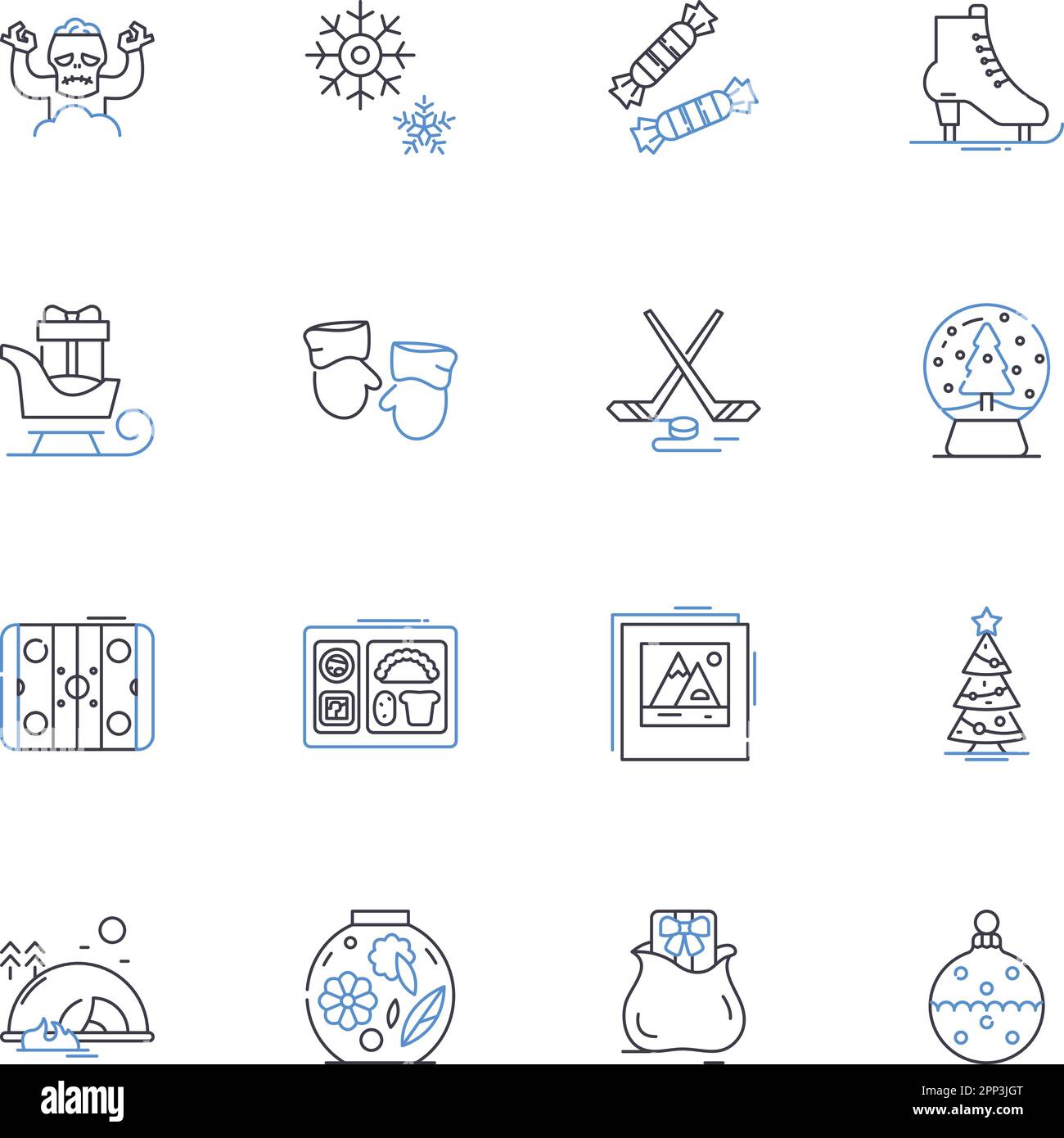 Collection Arctic Line Icons. Glace, neige, polaire, toundra, Aurora, Glacier, vecteur Frost et illustration linéaire. Pergélisol,endurance,contour de survie Illustration de Vecteur