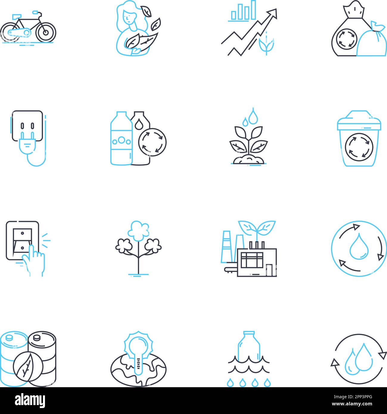 Ensembles d'icônes linéaires de développement durable. Écologique, circulaire, renouvelable, vert, régénératif, Bio, vecteur de ligne sociale et signes de concept Illustration de Vecteur