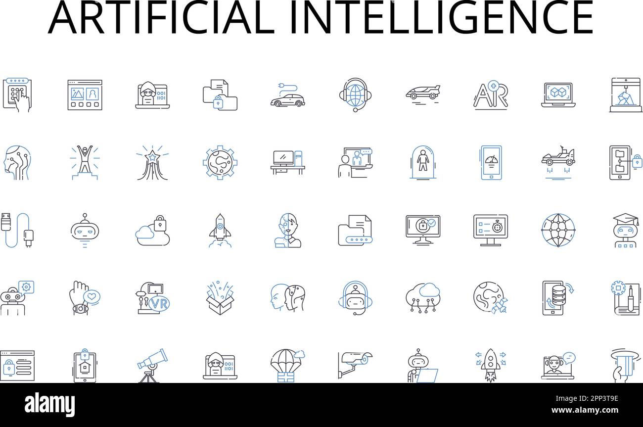 Collection d'icônes de ligne d'intelligence artificielle. Croissants, gâteaux, muffins, beignets, tartes, Cookies, vecteur de pain et illustration linéaire. Glaçage, pâtisserie Illustration de Vecteur