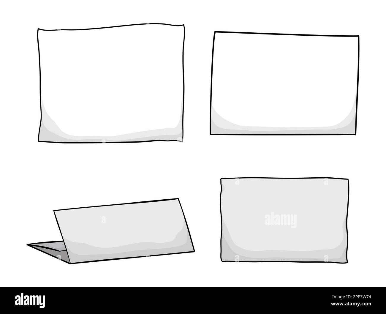 Feuilles de papier minimalistes et irrégulières avec espace vierge de style dessin animé. Illustration de Vecteur