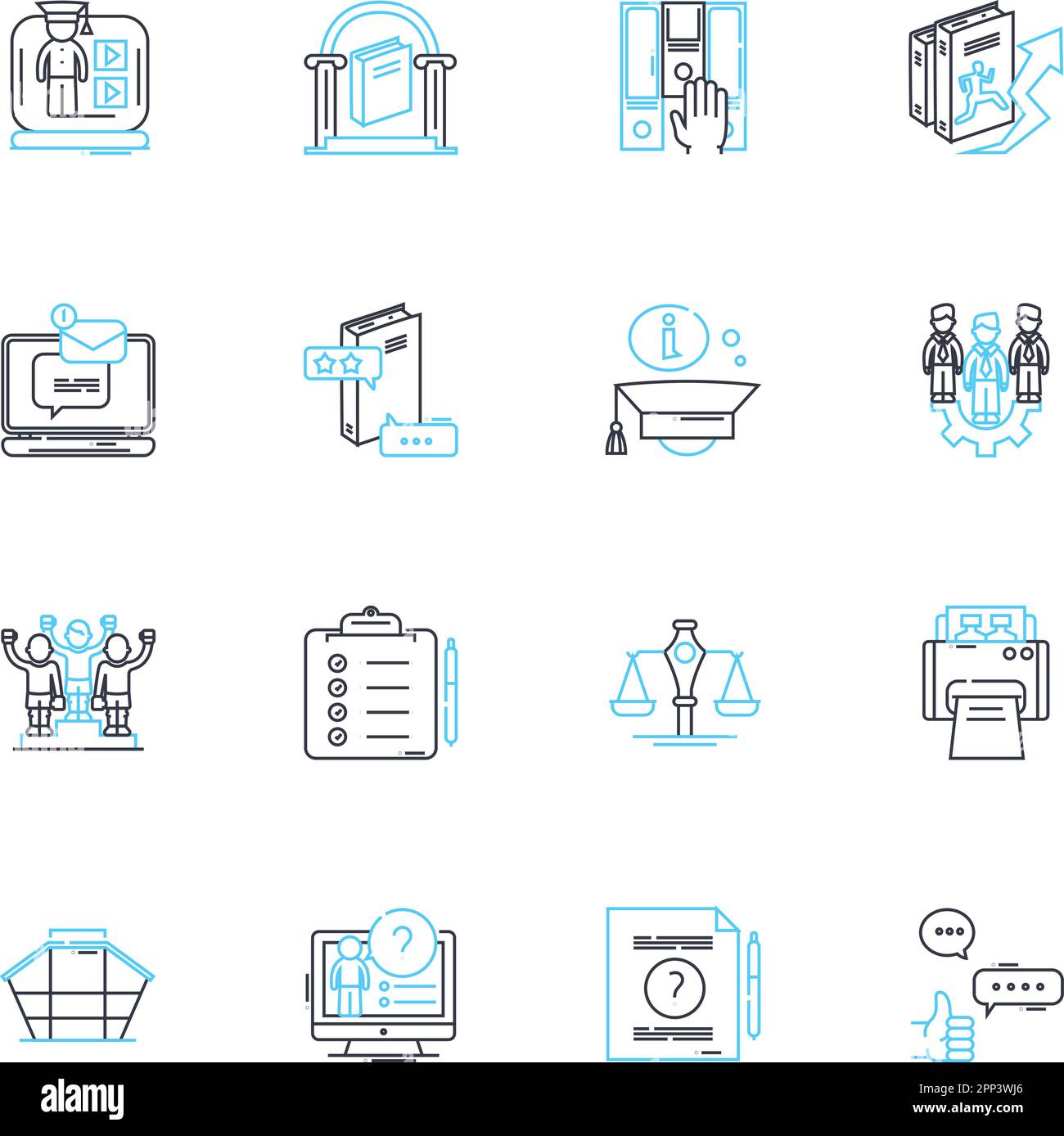 Ensemble d'icônes linéaires d'idée d'étude. Innovation, exploration, expérimentation, enquête, analyse, Recherche, vecteur de ligne d'enquête et signes de concept Illustration de Vecteur