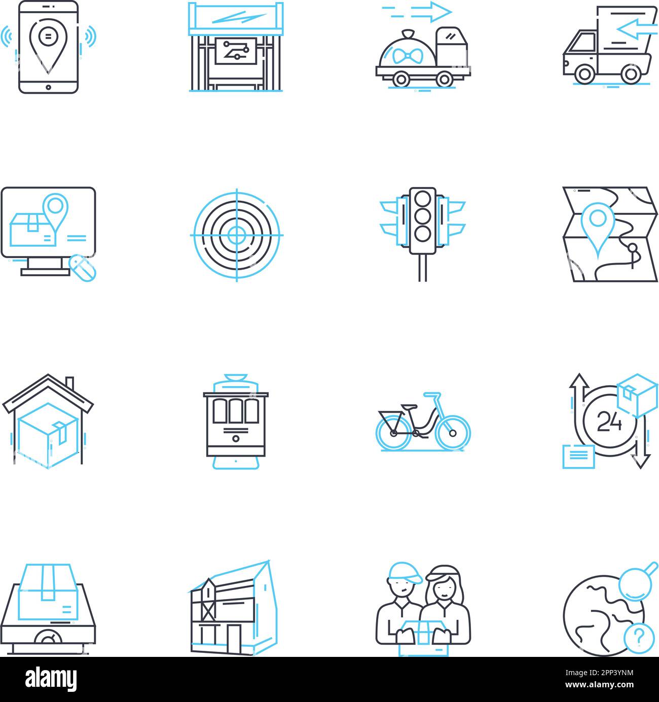 Ensemble d'icônes linéaires de livraison de paquet. Colis, courrier, expédition, livraison, Express, Logistique, vecteur de ligne de répartition et panneaux de concept. Suivi,expédition Illustration de Vecteur