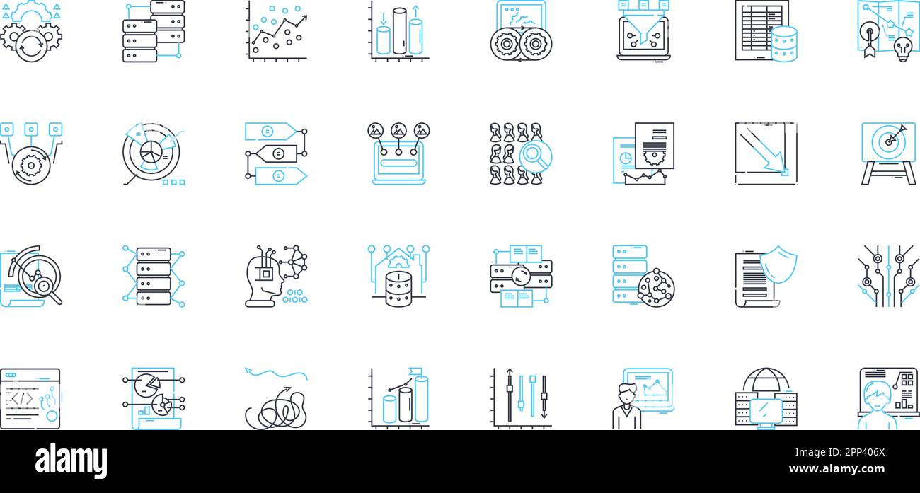 Ensemble d'icônes linéaires de promotion de contenu. Marketing, sensibilisation, publicité, virale, social, Buzz, vecteur de ligne de campagnes et signes de concept. Engagement Illustration de Vecteur