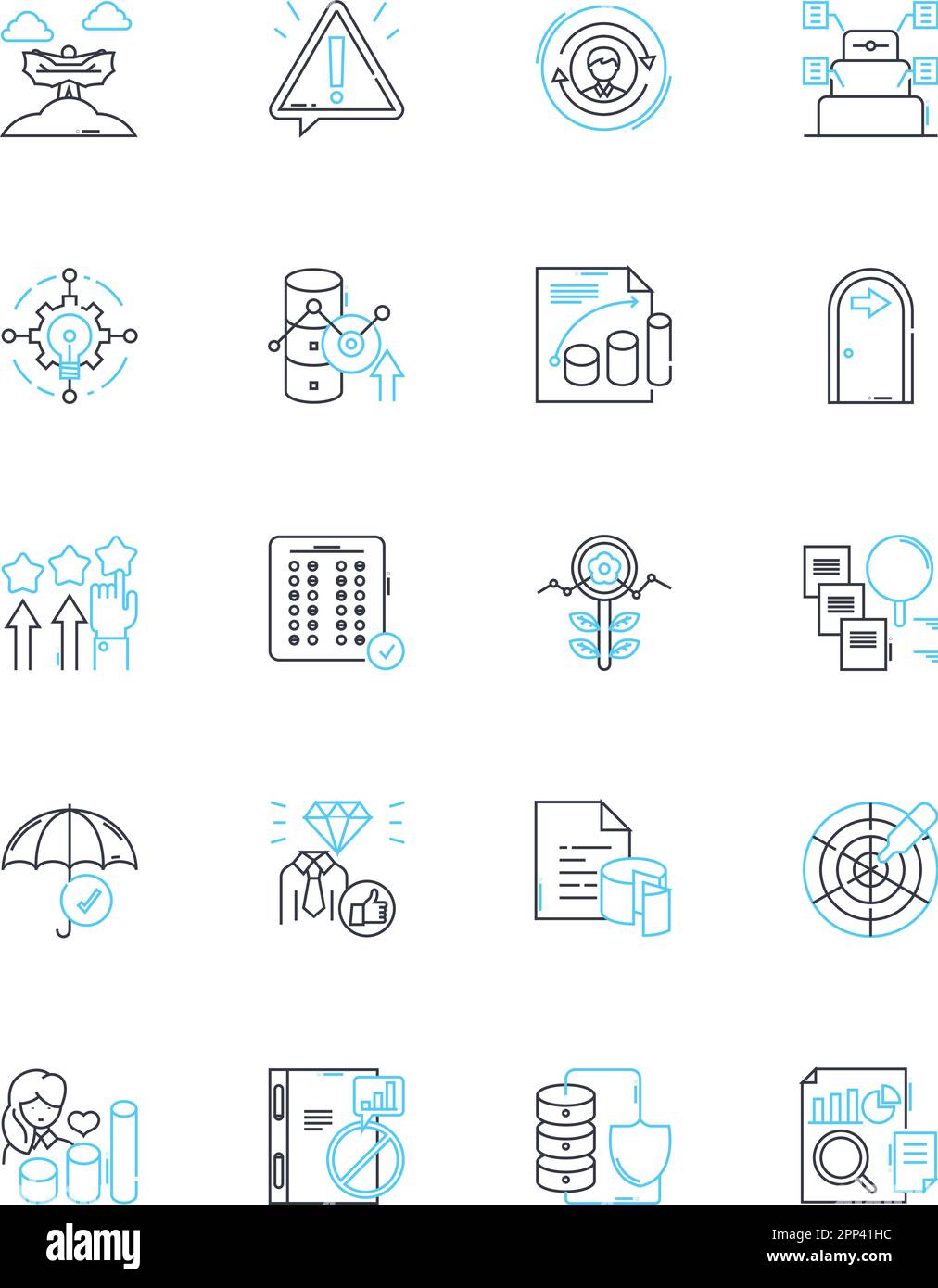 Ensemble d'icônes linéaires d'analyse. Aperçus, données, statistiques, métriques, analyses, Tendances, vecteur de ligne de visualisation et signes de concept. Intelligence Illustration de Vecteur