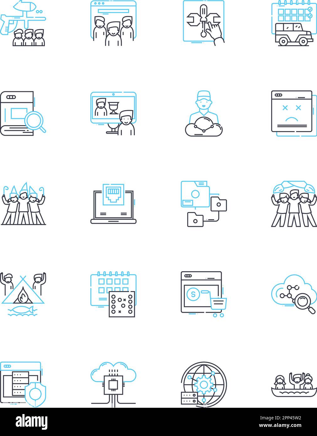 Ensemble d'icônes linéaires d'analyse des données. Aperçus, métriques, visualisation, motifs, algorithmes, Optimisation, vecteur de ligne d'interprétation et signes de concept Illustration de Vecteur