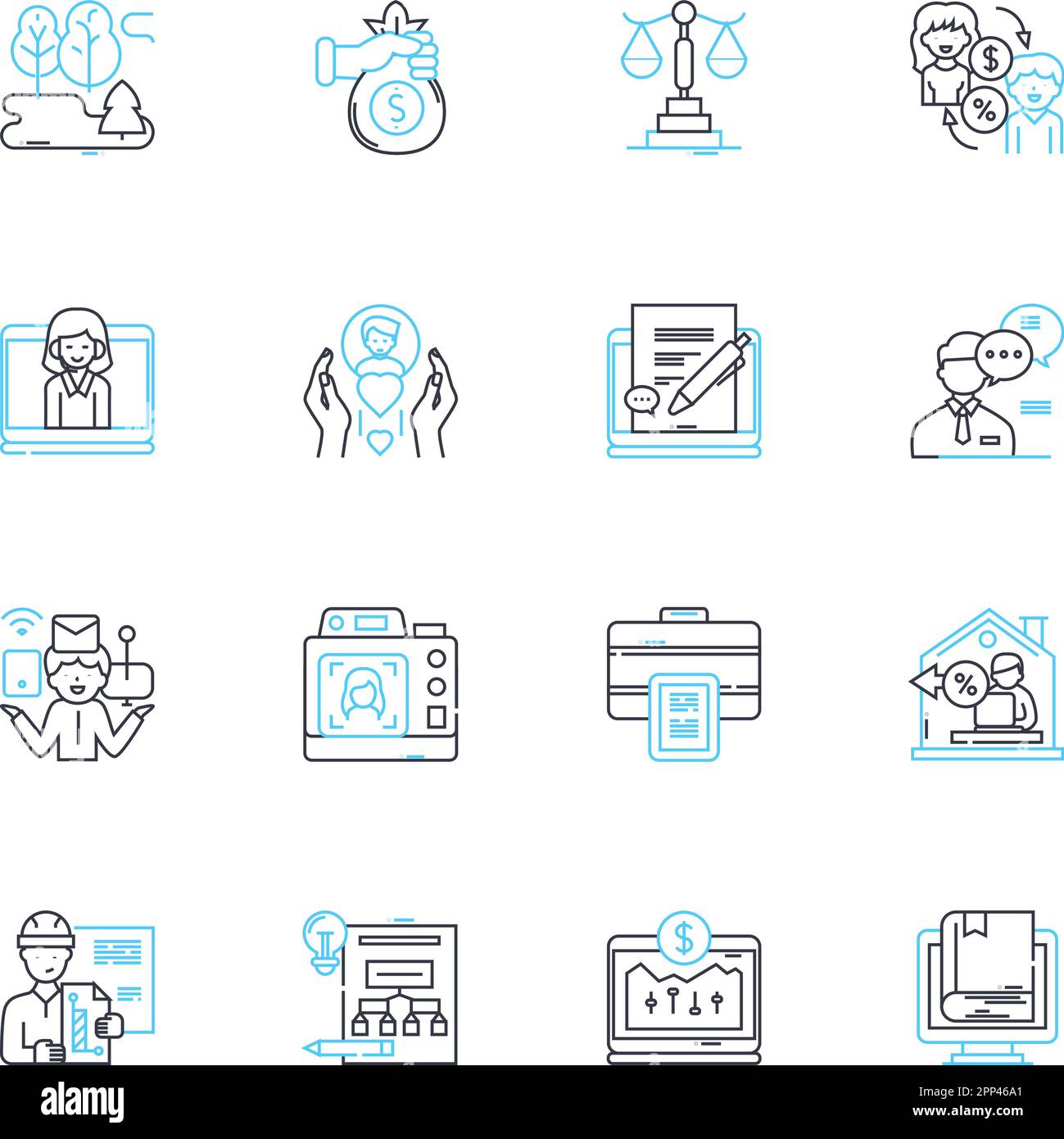 Jeu d'icônes linéaires de technologie artificielle. Automatisation, robotique, apprentissage machine, informatique, intelligence, Algorithme, vecteur de ligne Robotics et concept Illustration de Vecteur