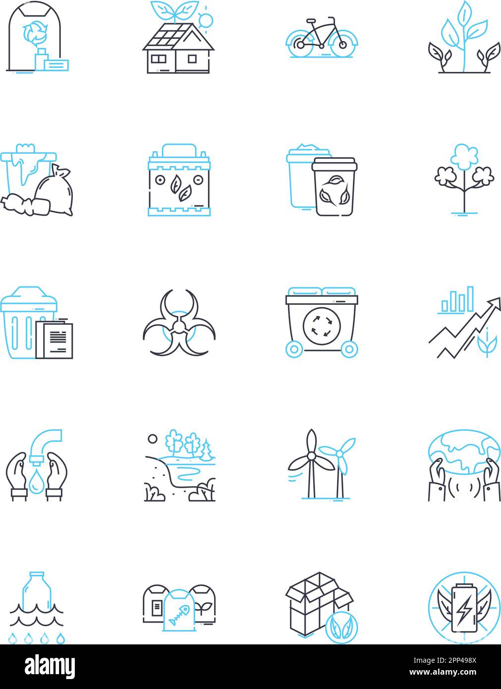 Ensembles d'icônes linéaires de développement durable. Écologique, circulaire, renouvelable, vert, régénératif, Bio, vecteur de ligne sociale et signes de concept Illustration de Vecteur