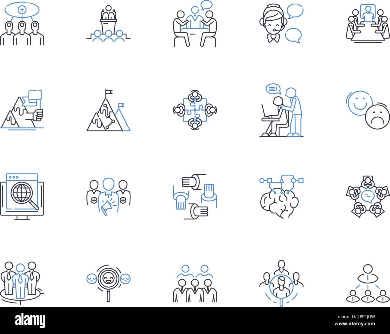 Collection d'icônes de ligne d'effort combinée. la liaison, le travail d'équipe, la synergie, le partenariat, la coopération, coordination, vecteur d'alliance et linéaire Illustration de Vecteur