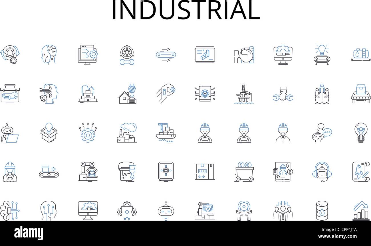 Collection d'icônes de ligne industrielle. Diversification, croissance, expansion, sensibilisation, pénétration, Entrée sur le marché, vecteur de mondialisation et linéaire Illustration de Vecteur