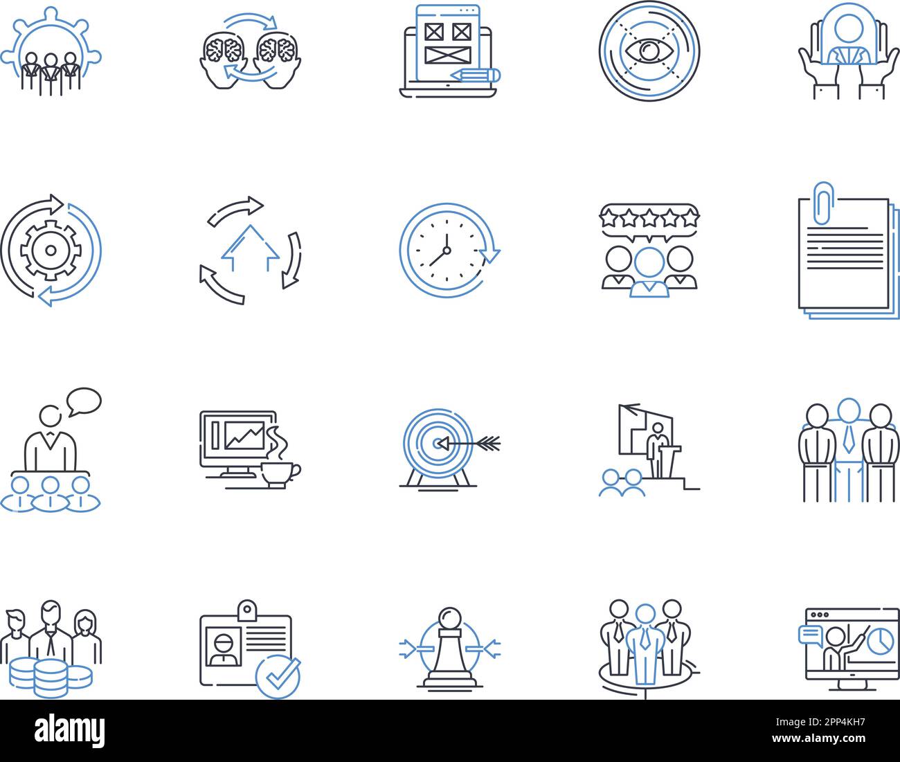 Collection d'icônes de ligne du personnel administratif. Secrétariat, commis, Bureau, soutien, assistance, Administratif, vecteur de la réceptionniste et linéaire Illustration de Vecteur