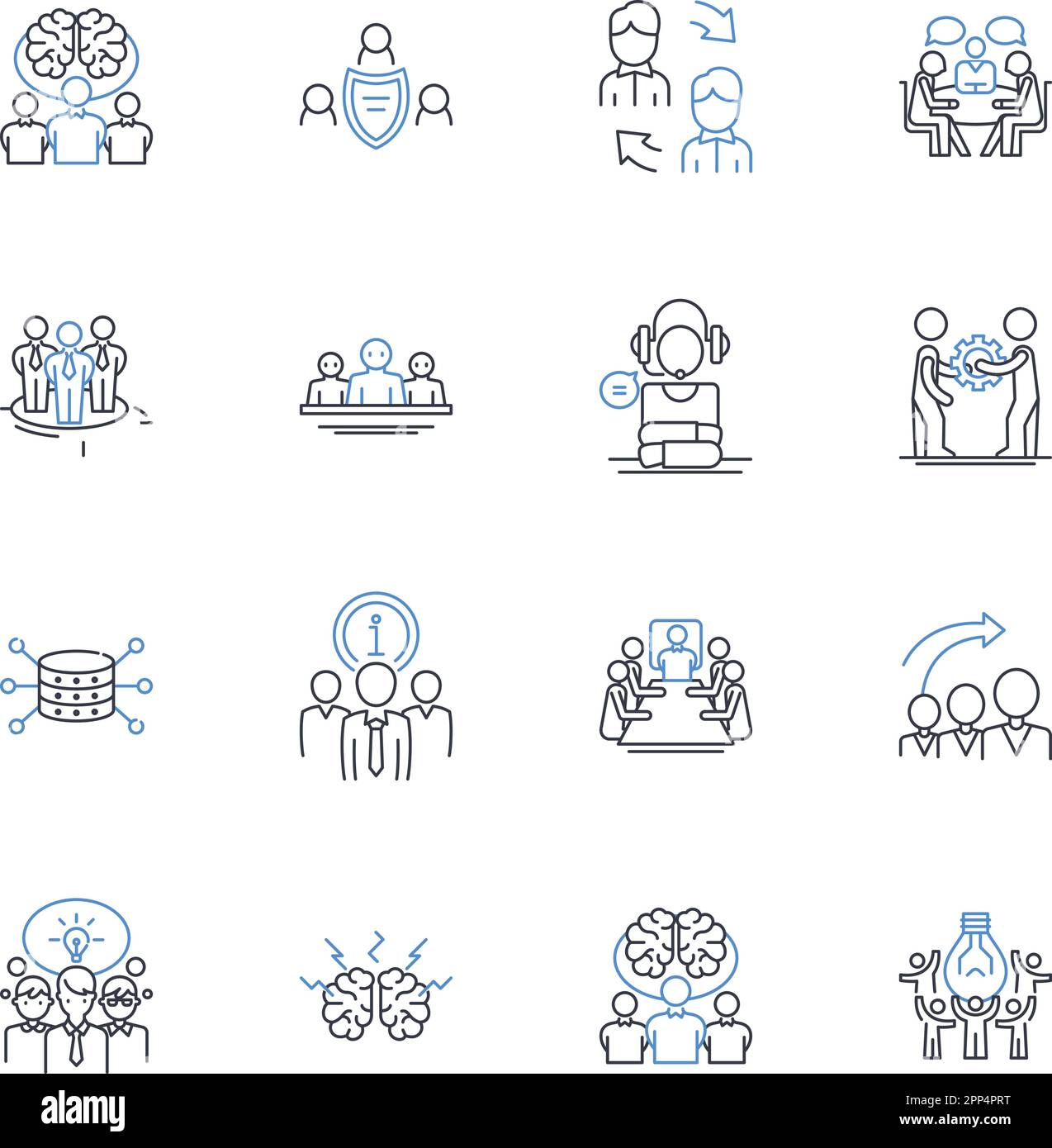 Collection d'icônes de lignes de travail conjoint. Ollamation, synergie, coopération, Partenariat, Alliance, Cohésion, vecteur d'unité et illustration linéaire Illustration de Vecteur