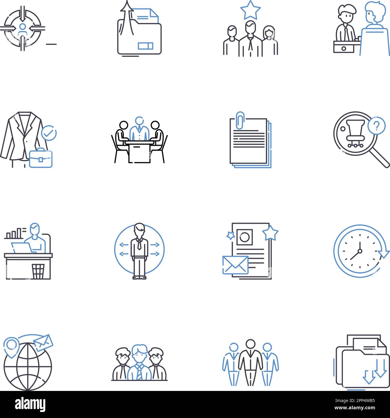 Collection d'icônes de ligne d'acquisition client. Prospection, génération de prospects, entonnoir des ventes, conversion, sensibilisation, Pipeline, vecteur d'acquisition et linéaire Illustration de Vecteur