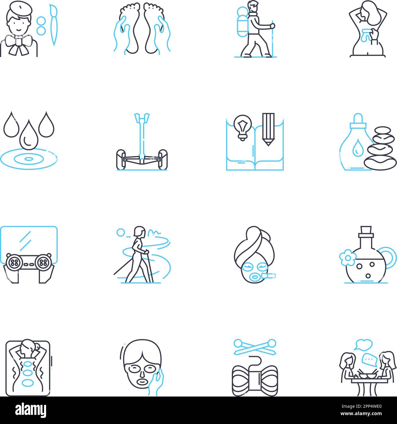 Jeu d'icônes linéaires d'expression créative. Art, imagination, créativité, innovation, diversité, Ingéniosité, vecteur de ligne d'inspiration et signes de concept Illustration de Vecteur