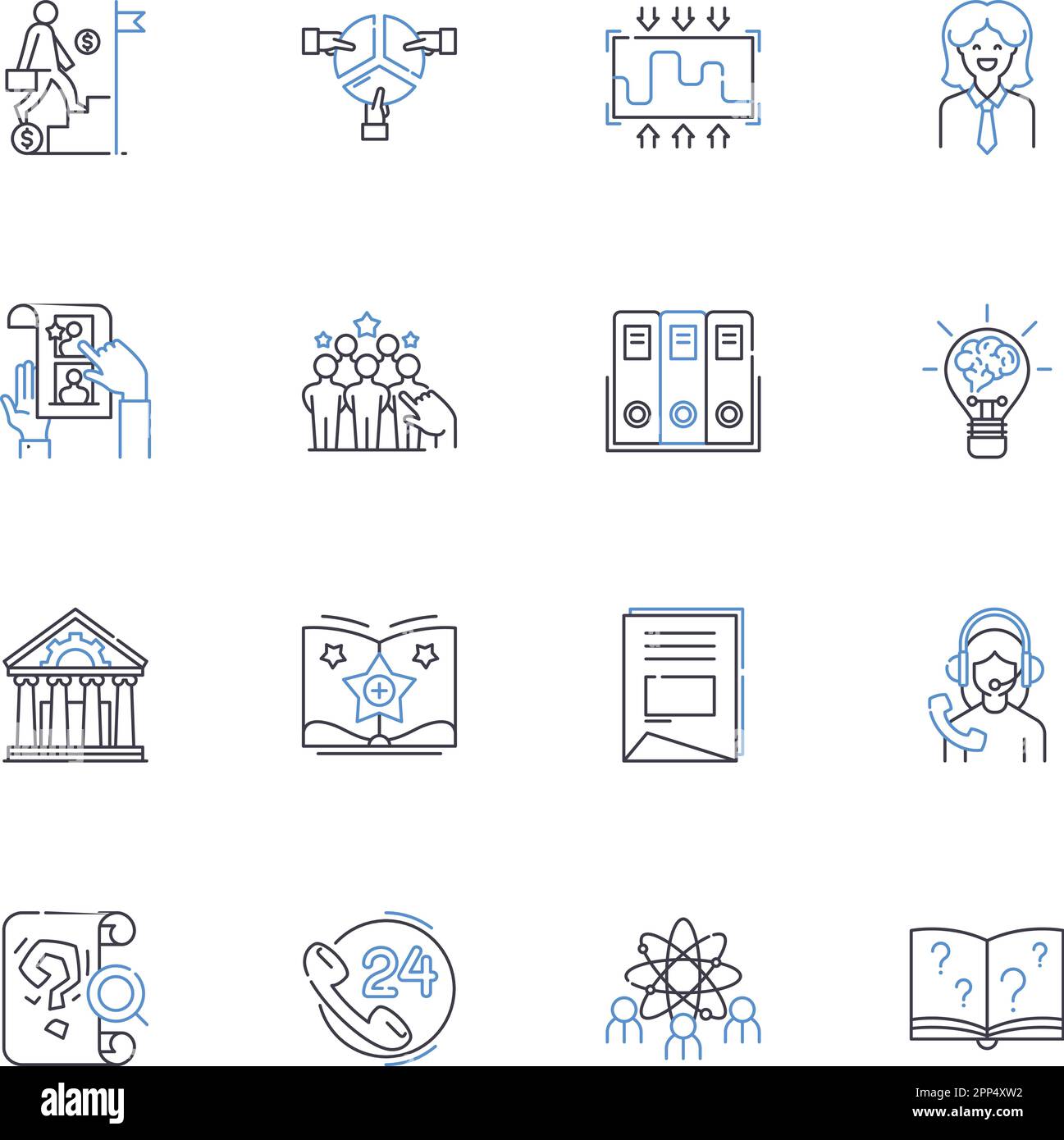 Collection d'icônes de ligne d'initiatives philanthropiques. Charité, don, altruisme, communauté, compassion, Don, vecteur d'autonomisation et illustration linéaire Illustration de Vecteur