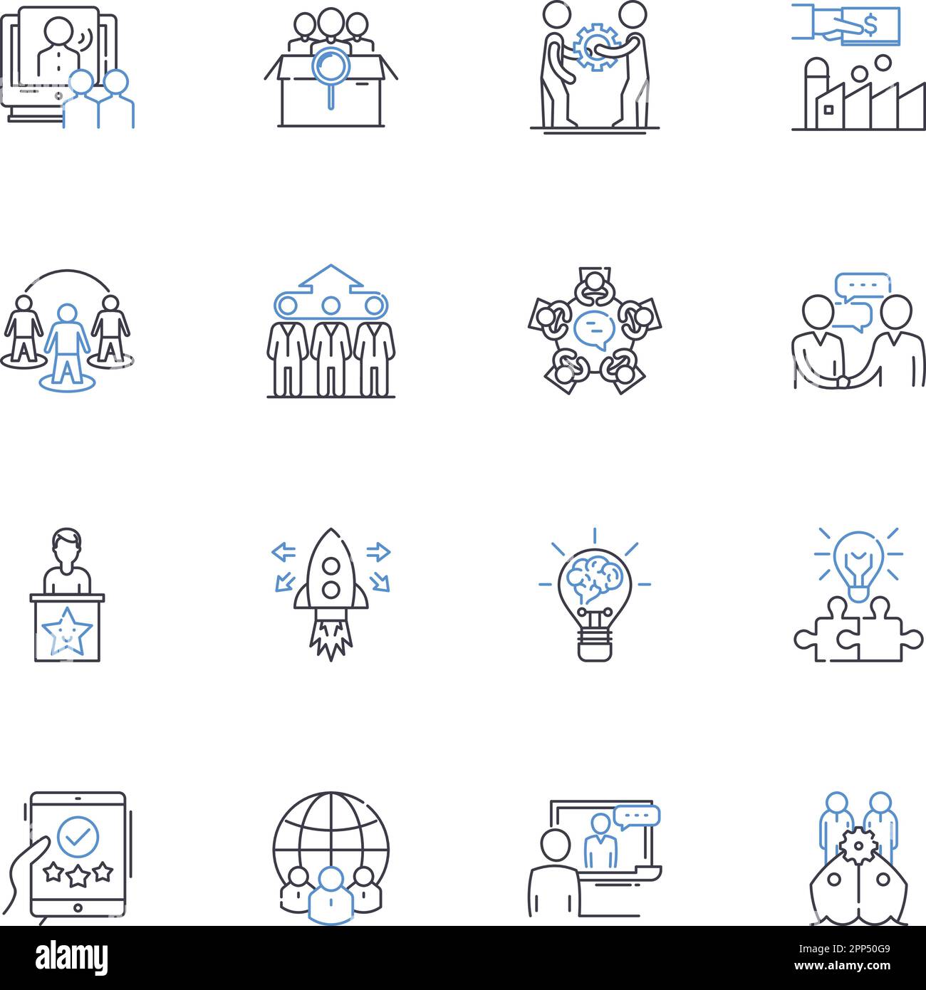 Collection moderne d'icônes de ligne de projet. Durable, innovant, collaboratif, numérique, agile, Vecteur futuriste et réactif et illustration linéaire Illustration de Vecteur