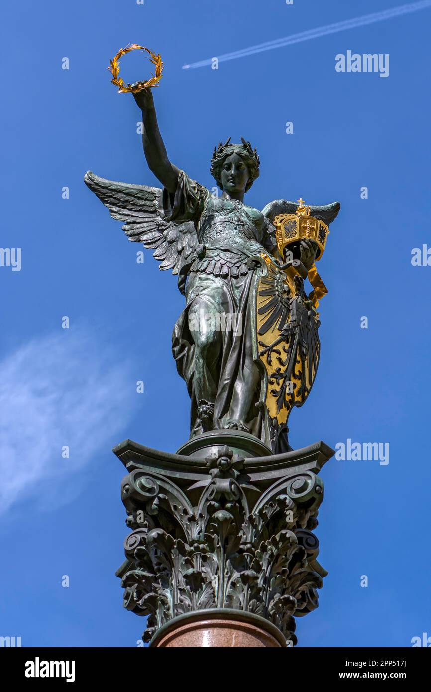 Figure de Victoria sur le mémorial de guerre, guerre franco-prussienne de 1870 à 1871, Koepfleinsberg, Nuremberg, moyenne-Franconie, Bavière, Allemagne Banque D'Images