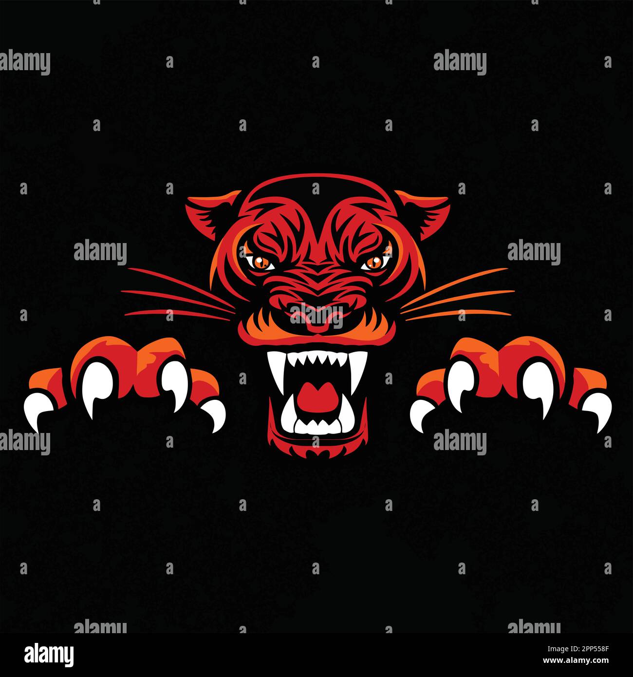 Angry Panther Head and Paws with Claws logo Vector Illustration Illustration de Vecteur