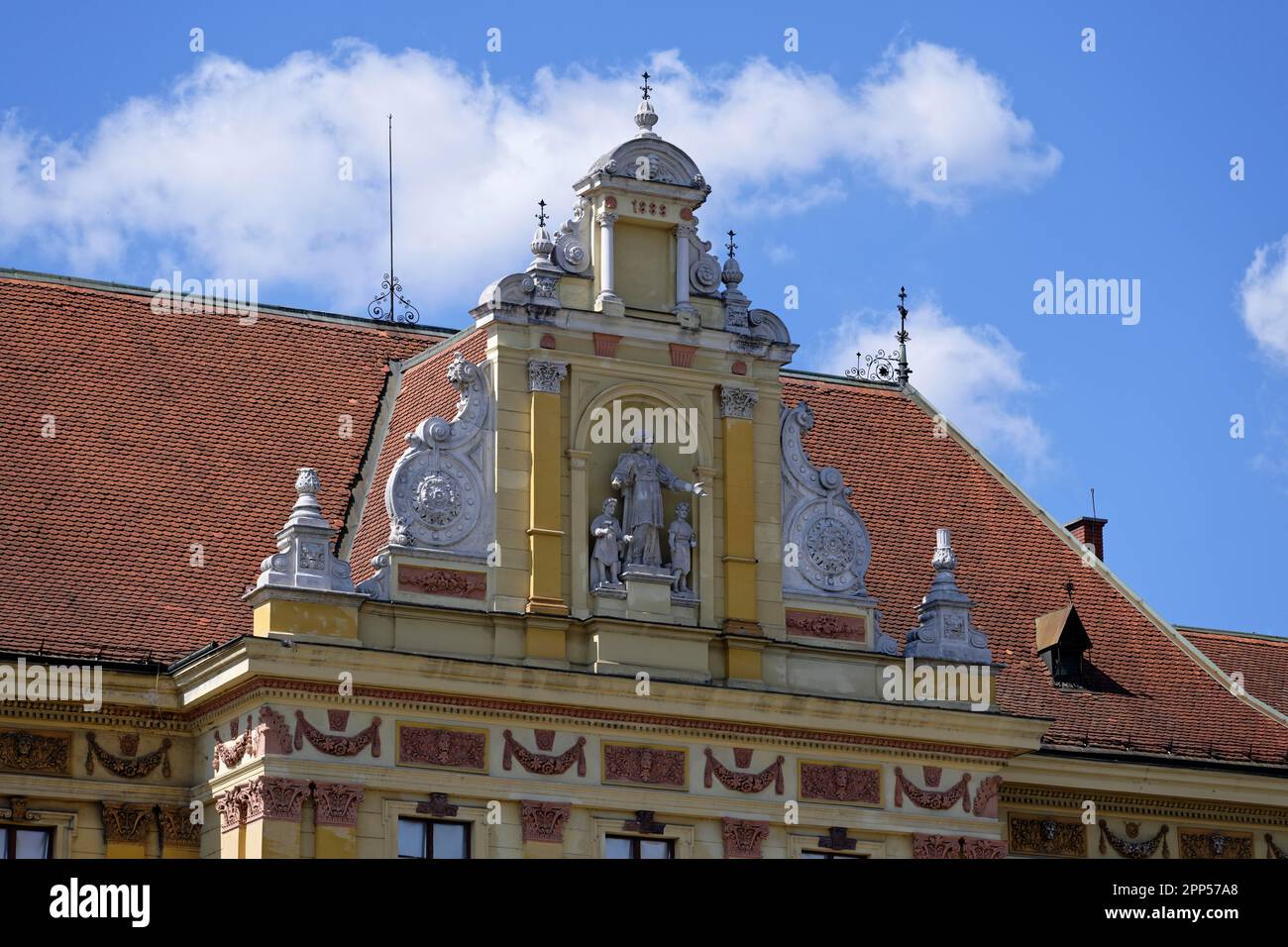 Trg Republike Hrvatske, Musée, détail, Britanski trg, Zagreb, Grad Zagreb, Croatie Banque D'Images