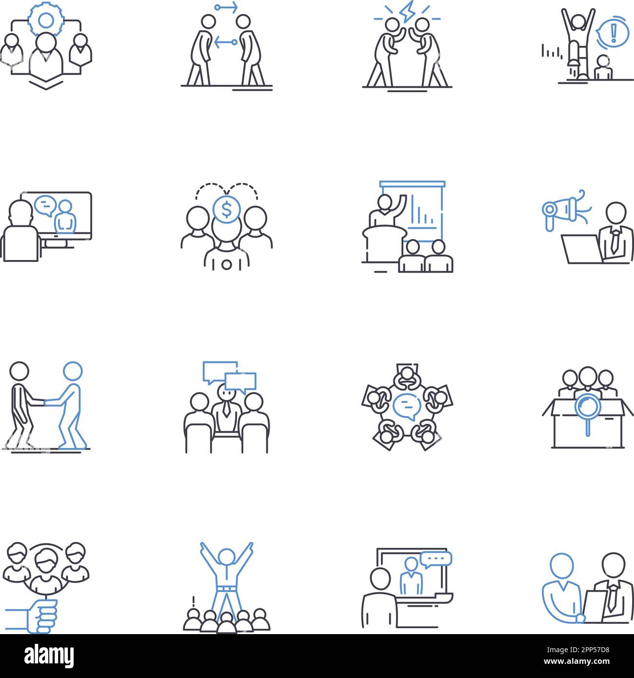 Collection d'icônes Pact Parley Line. Accords, négociation, collaboration, communication, compromis, Contrat, vecteur de conversation et linéaire Illustration de Vecteur