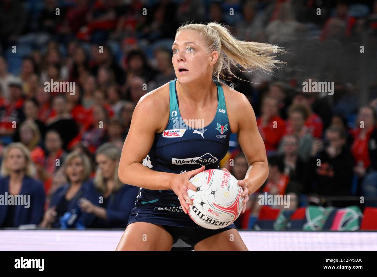 22nd avril 2023 ; Ken Rosewall Arena, Sydney, Nouvelle-Galles du Sud, Australie : Suncorp Super Netball , New South Wales Swifts versus Melbourne Vixens ; Kate Moloney of the Melbourne Vixens Banque D'Images