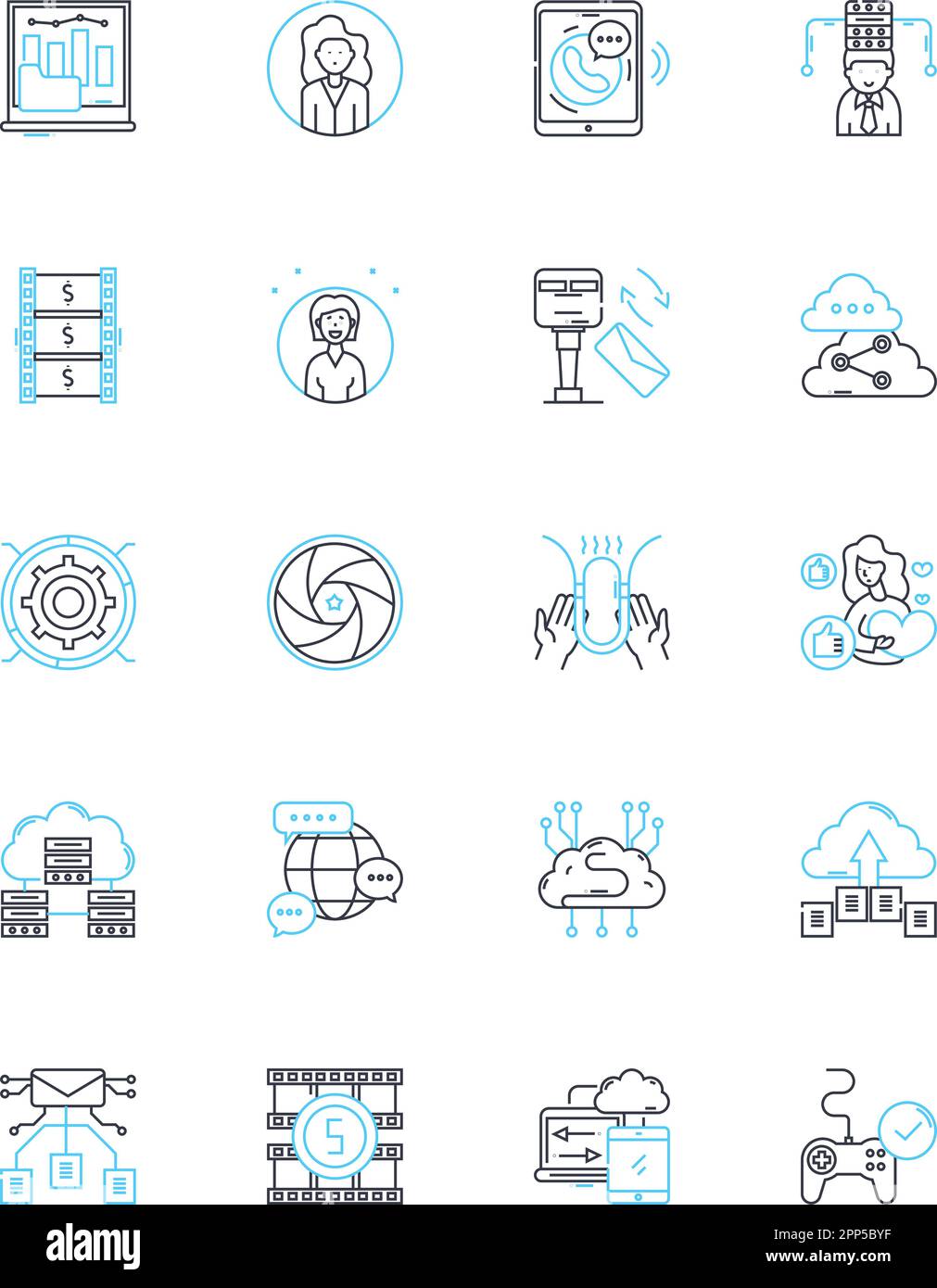 Ensemble d'icônes linéaires d'optimisation sociale. Partage, engagement, visibilité, portée, connexions, Amplification, vecteur de ligne communautaire et signes conceptuels Illustration de Vecteur