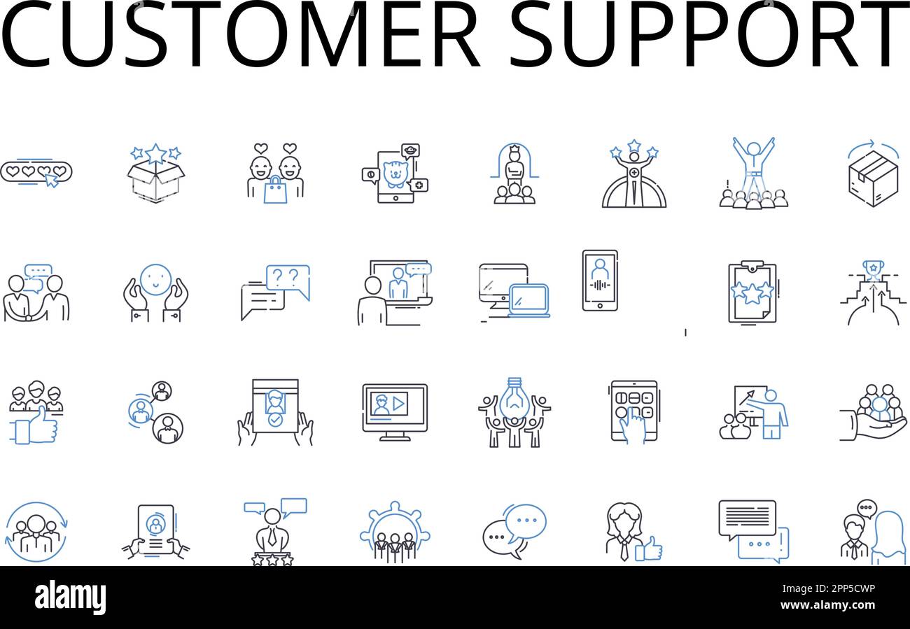 Collection d'icônes de ligne de support client. Assistance à la ...