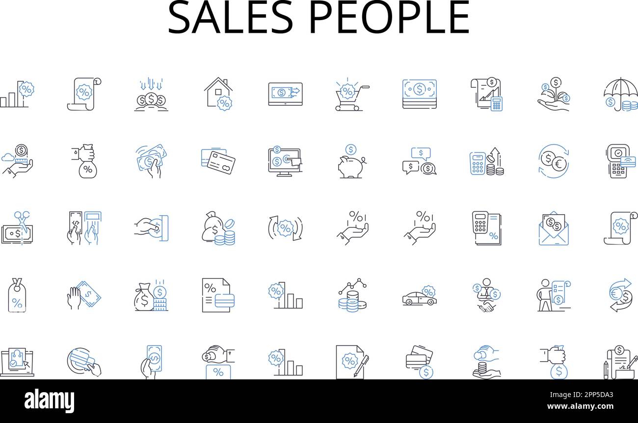 Collection d'icônes de la ligne du personnel des ventes. Navigateurs, citoyens du net, cybercitoyens, gamers, streamers, Surfeurs, chercheurs vecteur et illustration linéaire. Acheteurs Illustration de Vecteur