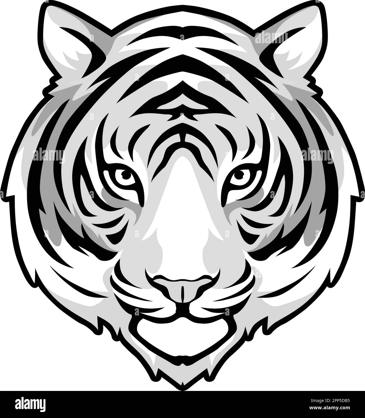 Illustration de l'expression de la face du tigre. Vecteur art tatouage. Illustration de Vecteur