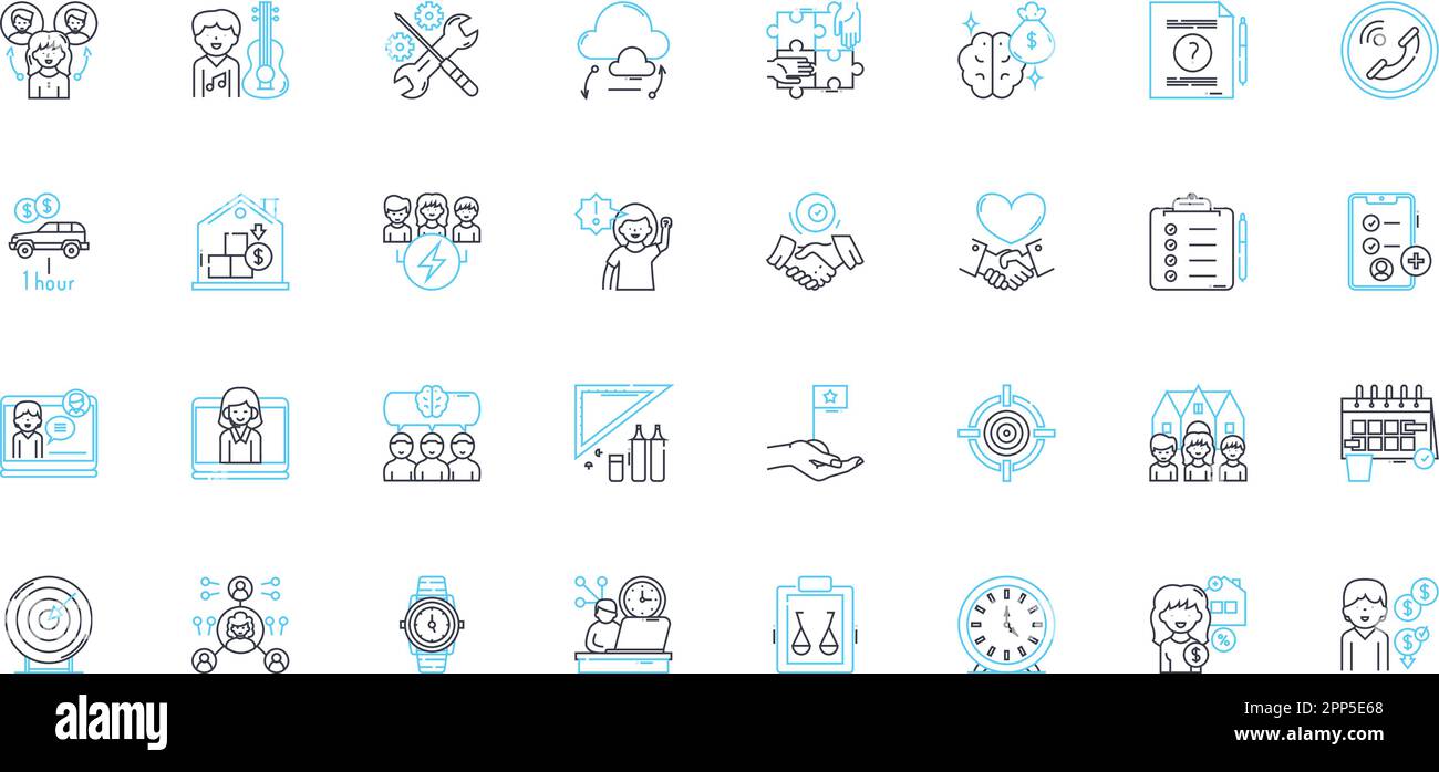 Ensemble d'icônes linéaires de siège à distance. Distant, isolé ...