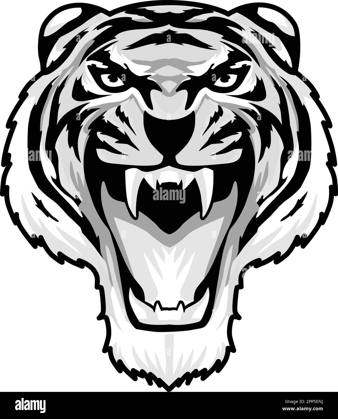 Illustration de l'expression de la face du tigre. Vecteur art tatouage. Illustration de Vecteur